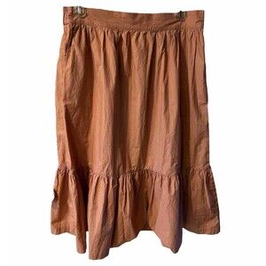 A New Day Skirt Womens XL Cotton Tiered MIDI Ruffled Hem Modest Boho minimal New